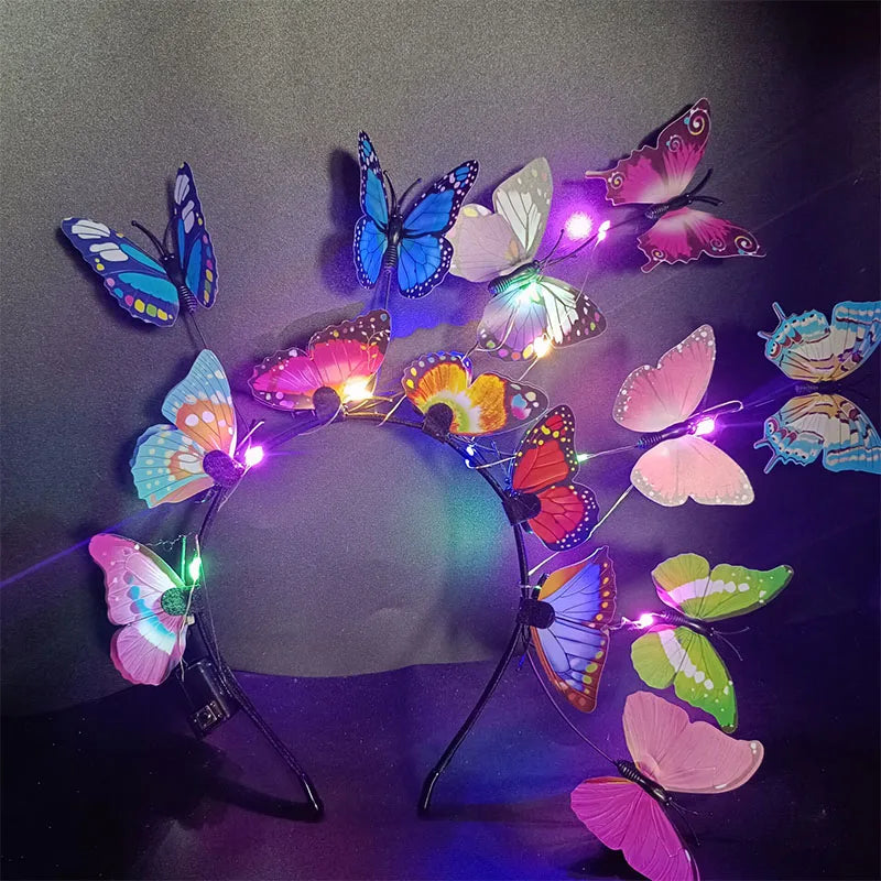 🦋 Diadema LED Mariposas  💡 Brilla con Alas Propias🔥 7 colores a elegir