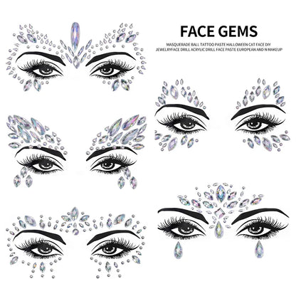 💎Diamante Supremo – Set Real de Face Gems Plateados 🧚👁️ 5 variantes a elegir