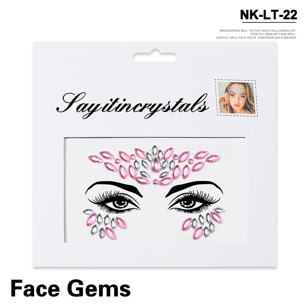 💎Galaxy Goddess – Joyas Adhesivas 3D Multicolor para Rostro 💠✨47 variantes a elegir