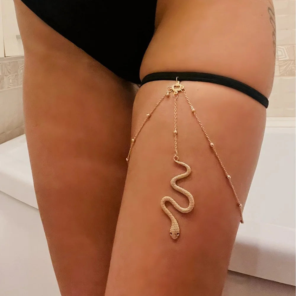 ✨“Golden Siren Leg Chain” 🧜‍♂️ Poder, Brillo y Sensualidad a Cada Paso 17 variantes a elegir