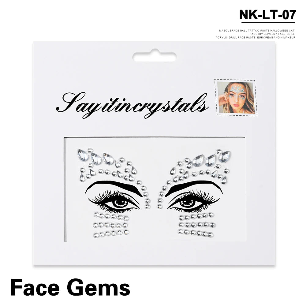 💎Galaxy Goddess – Joyas Adhesivas 3D Multicolor para Rostro 💠✨47 variantes a elegir