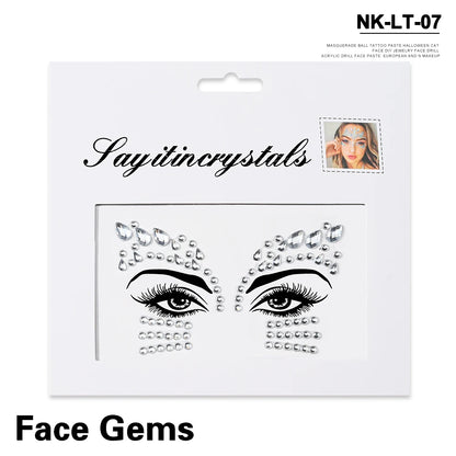 💎Galaxy Goddess – Joyas Adhesivas 3D Multicolor para Rostro 💠✨47 variantes a elegir