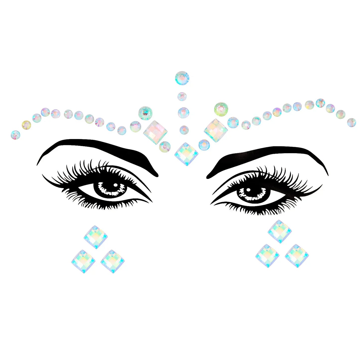 💜Cosmic Glitter Crown – Pegatinas de Cristal Festival Face 🌈 29 varaintes a elegir