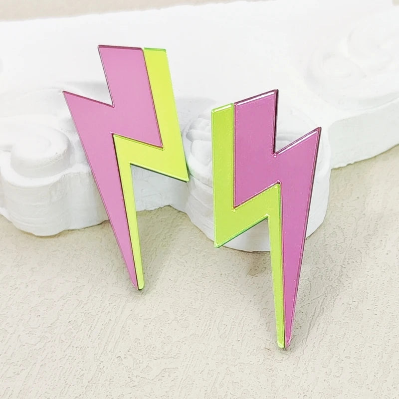 💫Electric Flash ⚡ Pendientes Rayo Acrílico con Brillo Multicolor🎨18 variantes a elegir