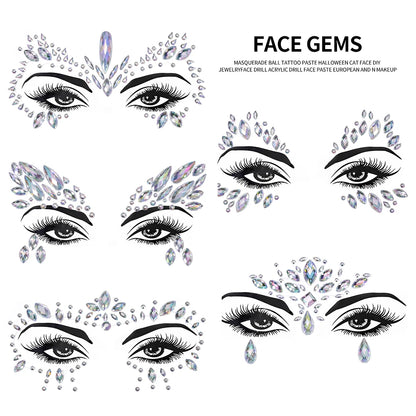 💎Diamante Supremo – Set Real de Face Gems Plateados 🧚👁️ 5 variantes a elegir