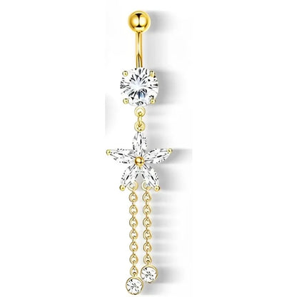 🦋 Piercings ombligo Gold Dreams 🌟 (set mariposa + flor + corazón) 💖12 variantes