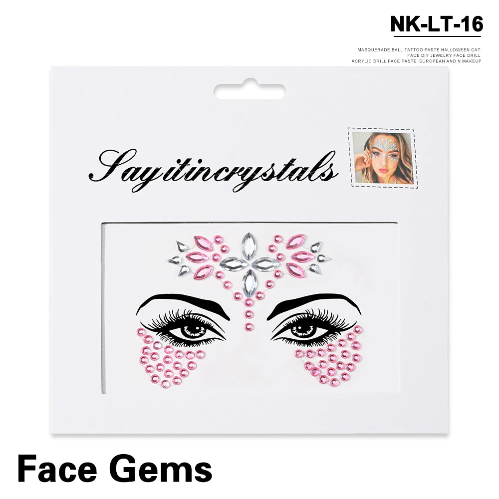 💎Galaxy Goddess – Joyas Adhesivas 3D Multicolor para Rostro 💠✨47 variantes a elegir