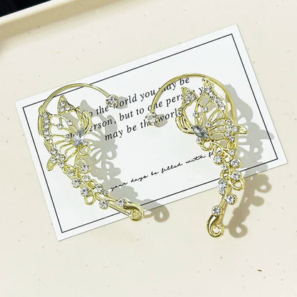 💎"Starlace Wings" 🦋Ear Cuff Clip con Mariposa, Cristales y Borla Estelar✨ 18 variantes a elegir