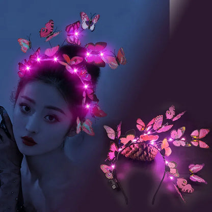 🦋 Diadema LED Mariposas  💡 Brilla con Alas Propias🔥 7 colores a elegir