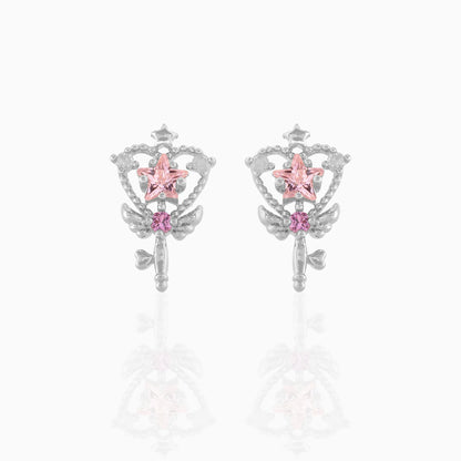 💫Set Pendientes y Collar "Magic Wand" 🧚‍♀️ Estrellas Rosas con Toque de Hada