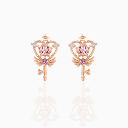 💫Set Pendientes y Collar "Magic Wand" 🧚‍♀️ Estrellas Rosas con Toque de Hada