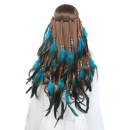 🕊️Diadema Boho de Plumas Naturales 🌵 Diosa del Desierto 🔥35 variantes