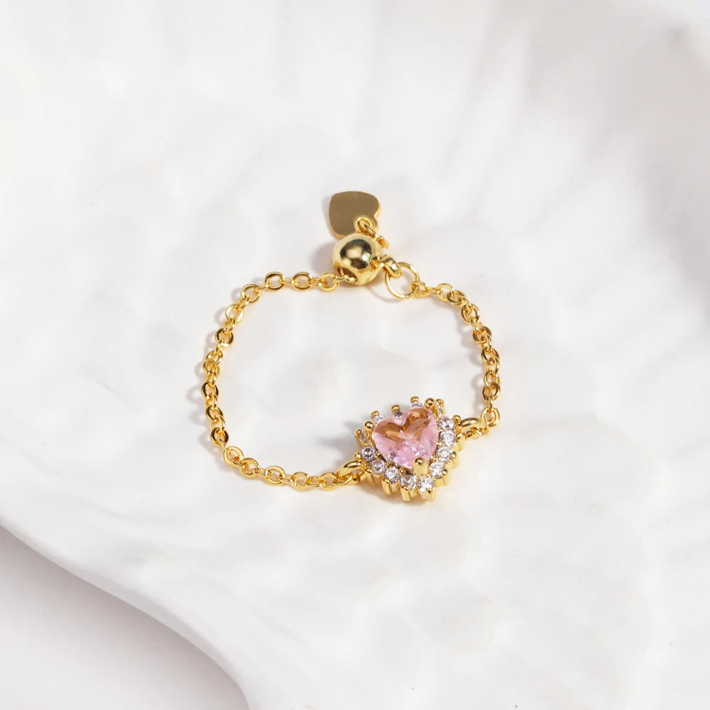 💍Heart Ring Magic 💖 Amor, Color y Poder en Cada Latido ✨Disponible en oro y plata🌈 4 colores a elegir