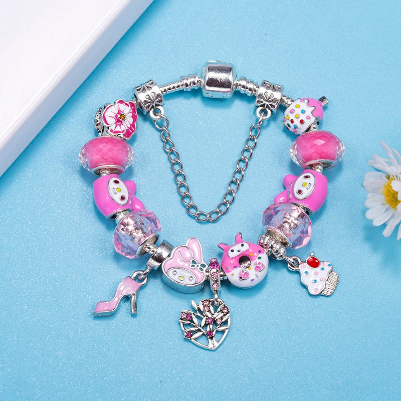 💖Candy Pop Charm 🍩  Pulsera Rosa Donut y Beads