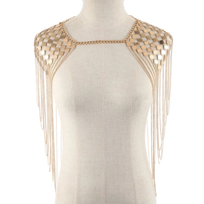 ⚔️✨ Punk Goddess Harness – Collar Cuerpo & Hombros con Flecos Metálicos