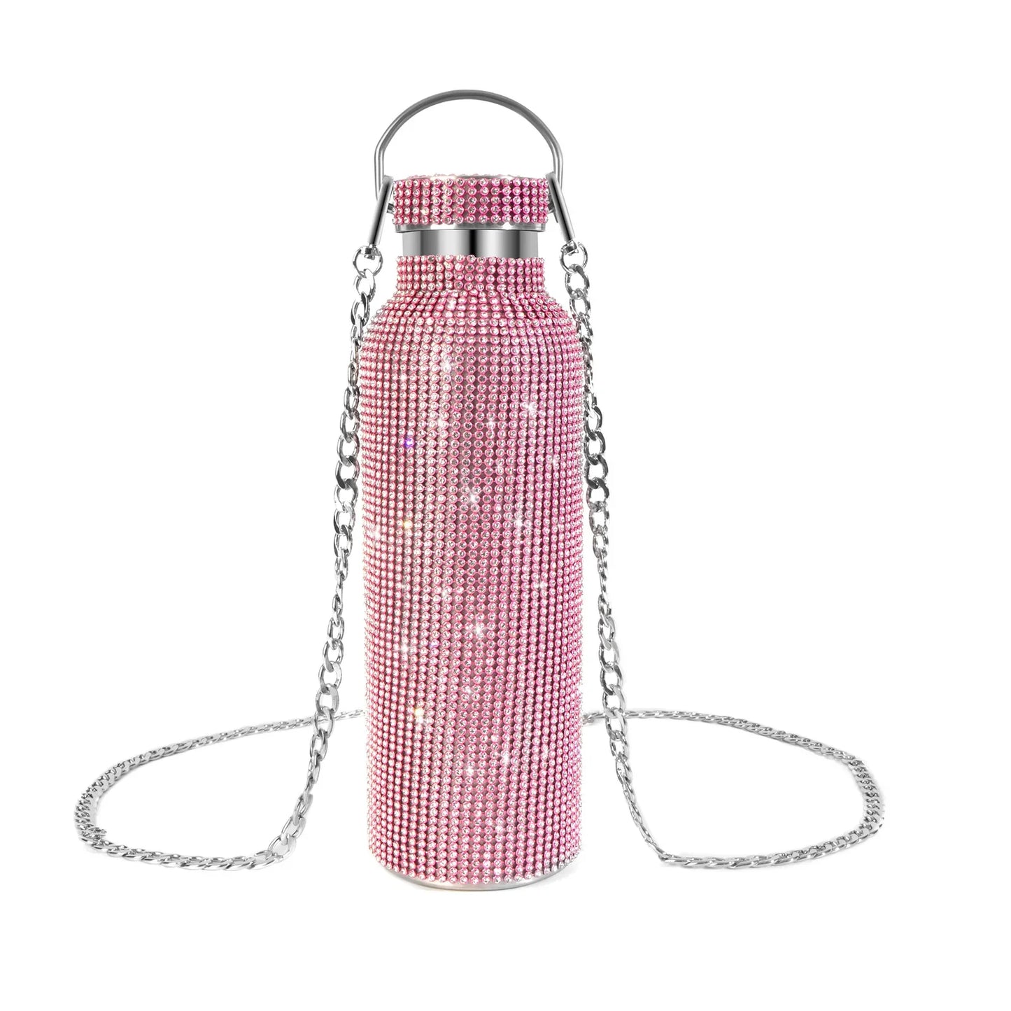 💎Botella Glam On The Go — Con Cadena 🔥 4 colores, 2 tamaños🌟
