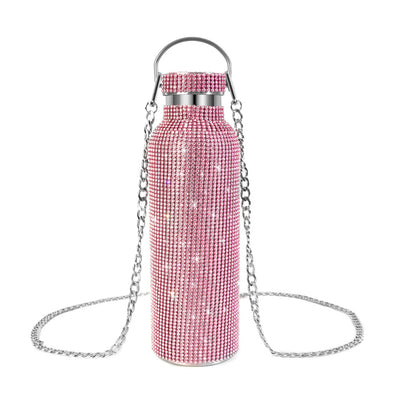 💎Botella Glam On The Go — Con Cadena 🔥 4 colores, 2 tamaños🌟