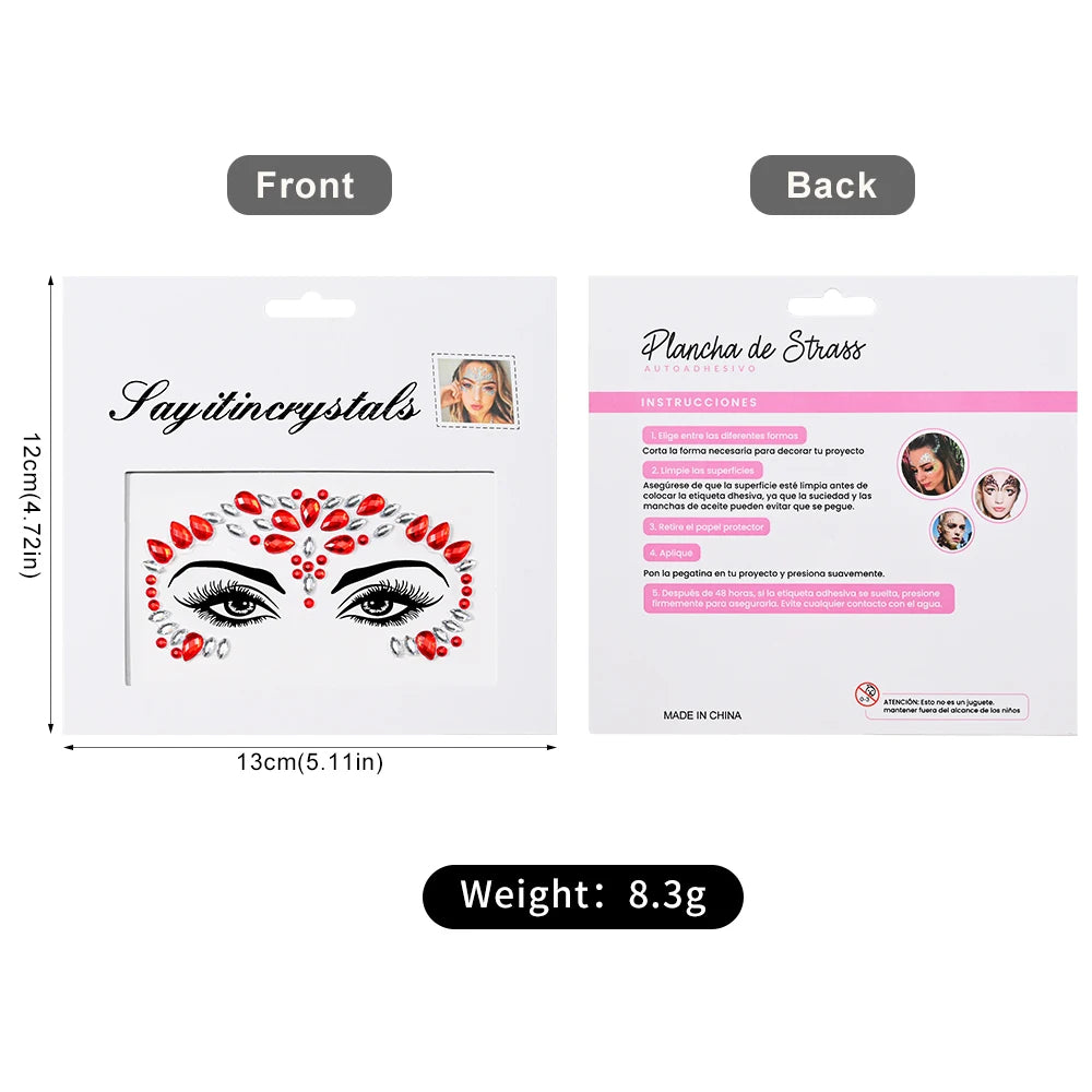 💎Galaxy Goddess – Joyas Adhesivas 3D Multicolor para Rostro 💠✨47 variantes a elegir