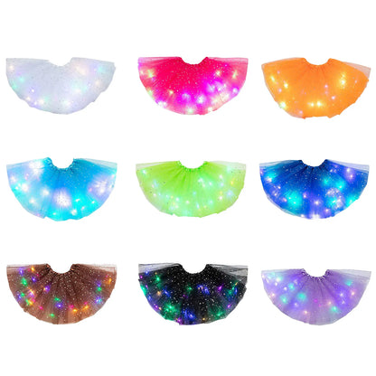 🌟 Falda Starlight LED – Tulle + estrellas + Luz 🔮✨9 colores a elegir