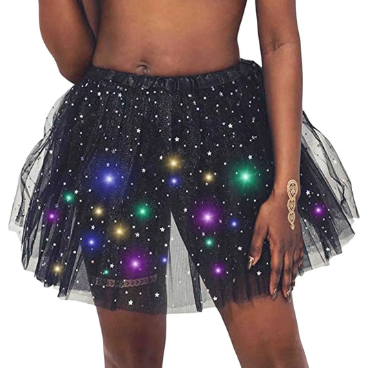 🌟 Falda Starlight LED – Tulle + estrellas + Luz 🔮✨9 colores a elegir