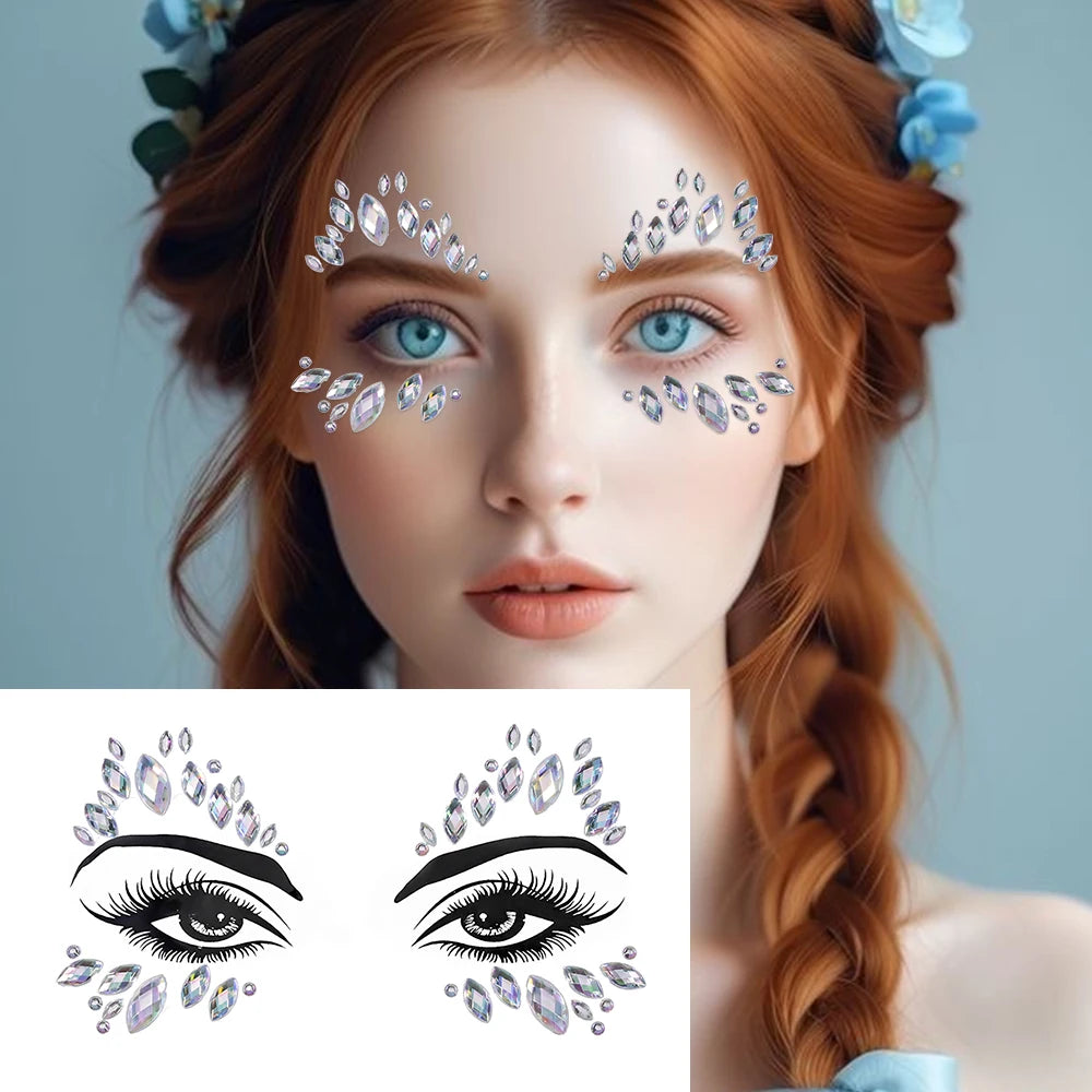 💎Diamante Supremo – Set Real de Face Gems Plateados 🧚👁️ 5 variantes a elegir