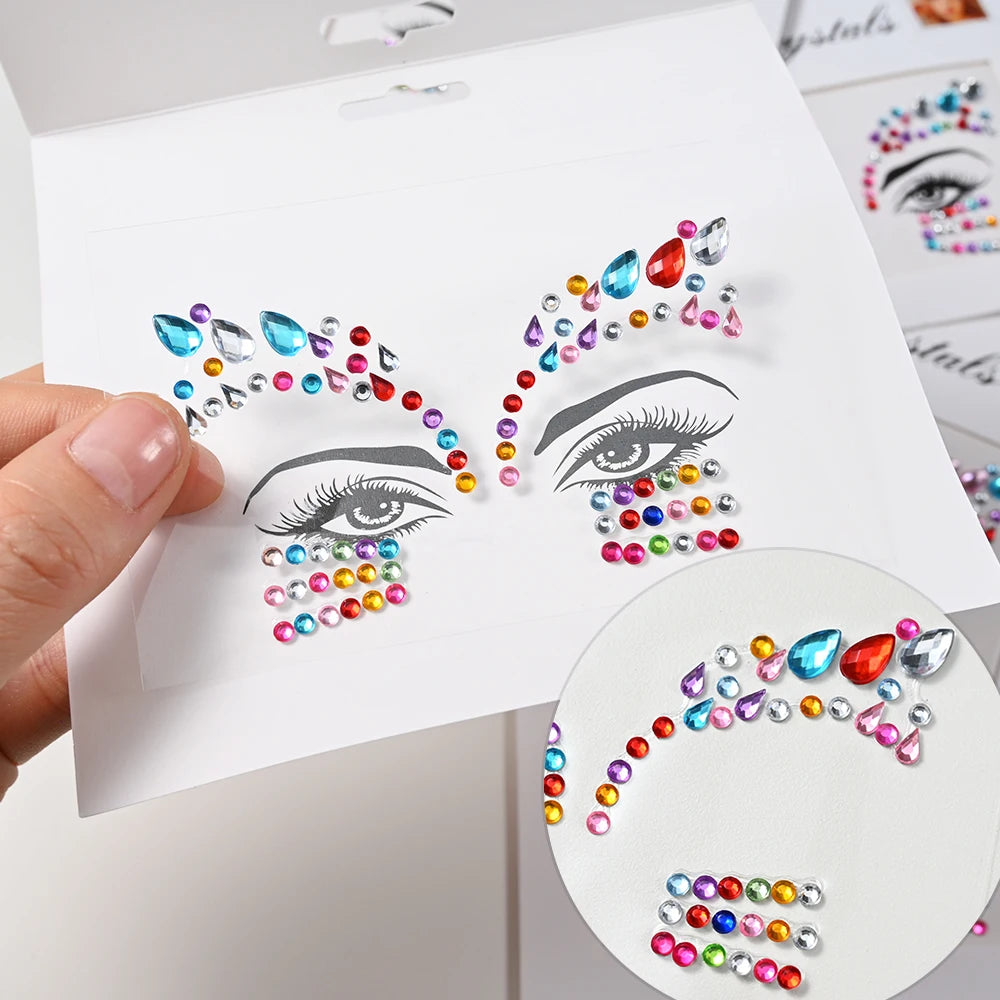 💎Galaxy Goddess – Joyas Adhesivas 3D Multicolor para Rostro 💠✨47 variantes a elegir