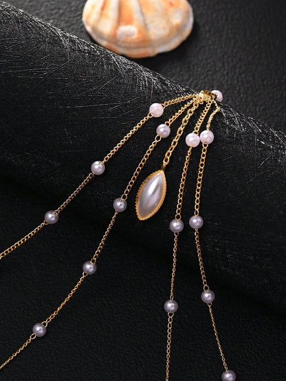 🌟 Pearl Fantasy Body Chain – Cinturón de Perlas + Cadena Fina