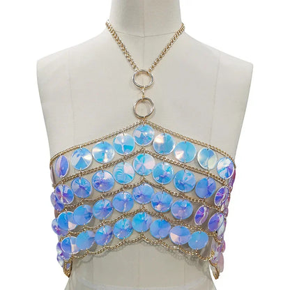 🌈✨ Halter Iridescent Top- Galaxy Shine