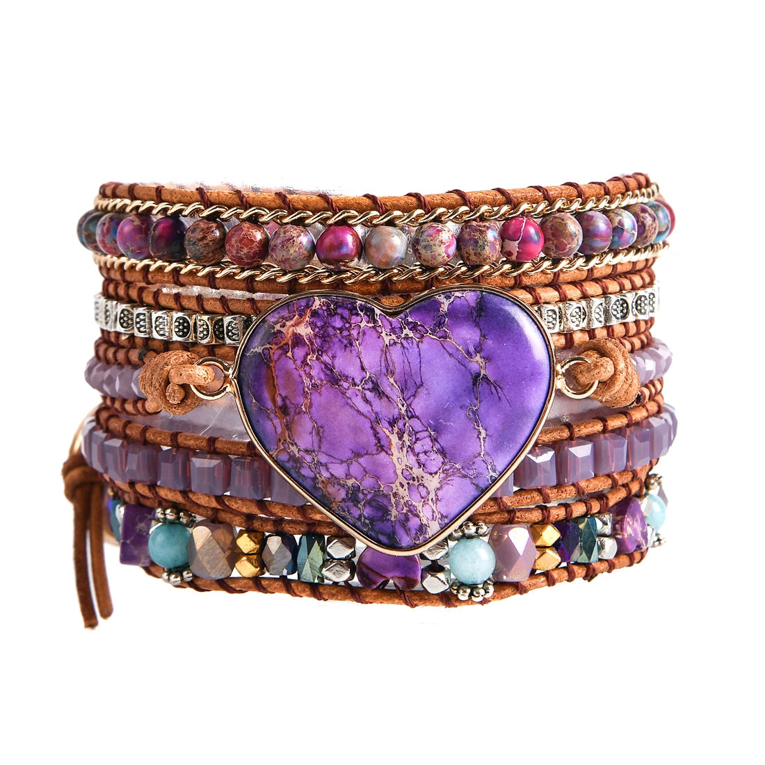 💛Heart Roots" — Pulsera de Cuero con Piedra natural