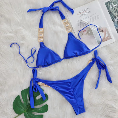 💎 “Starlit Siren” Bikini 2025 – Swimwear con Brillantes 💖 8 Colores de Diosa 🔥✨