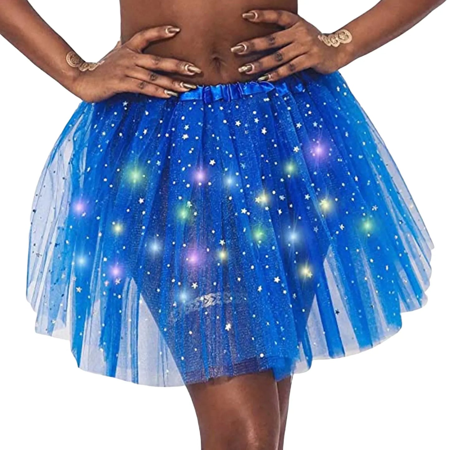 🌟 Falda Starlight LED – Tulle + estrellas + Luz 🔮✨9 colores a elegir