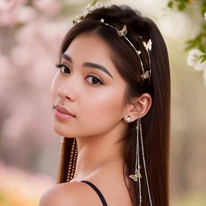 🌙 Diadema Mariposas Plateadas 🌸 Elegancia Feérica