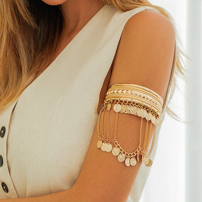 🌞"Sun Priestess" 👸 Armband Dorado con Flecos y Monedas Boho✨ 6 variantes a elegir