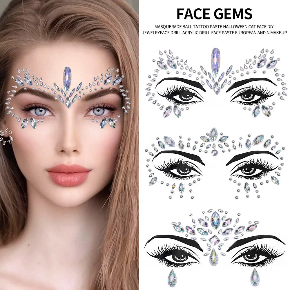 💎Diamante Supremo – Set Real de Face Gems Plateados 🧚👁️ 5 variantes a elegir
