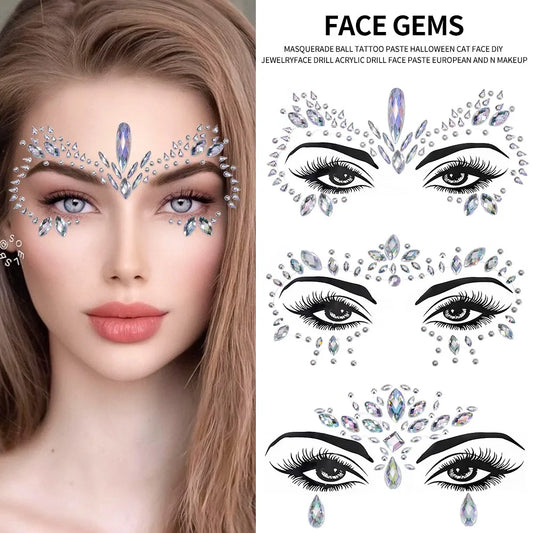 💎Diamante Supremo – Set Real de Face Gems Plateados 🧚👁️ 5 variantes a elegir