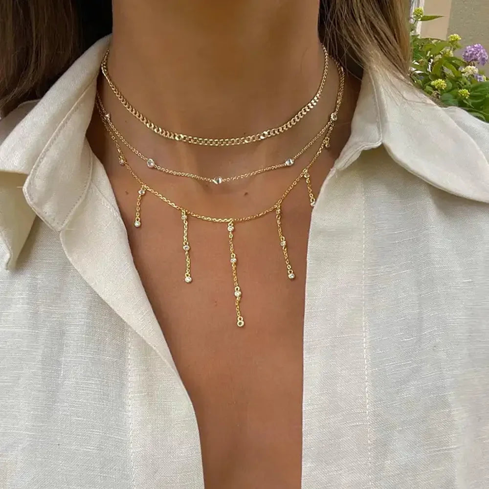 🌟 Disco Drops 💧 Choker Plata 925 con Mini Charms de Zirconia✨ 10 variantes