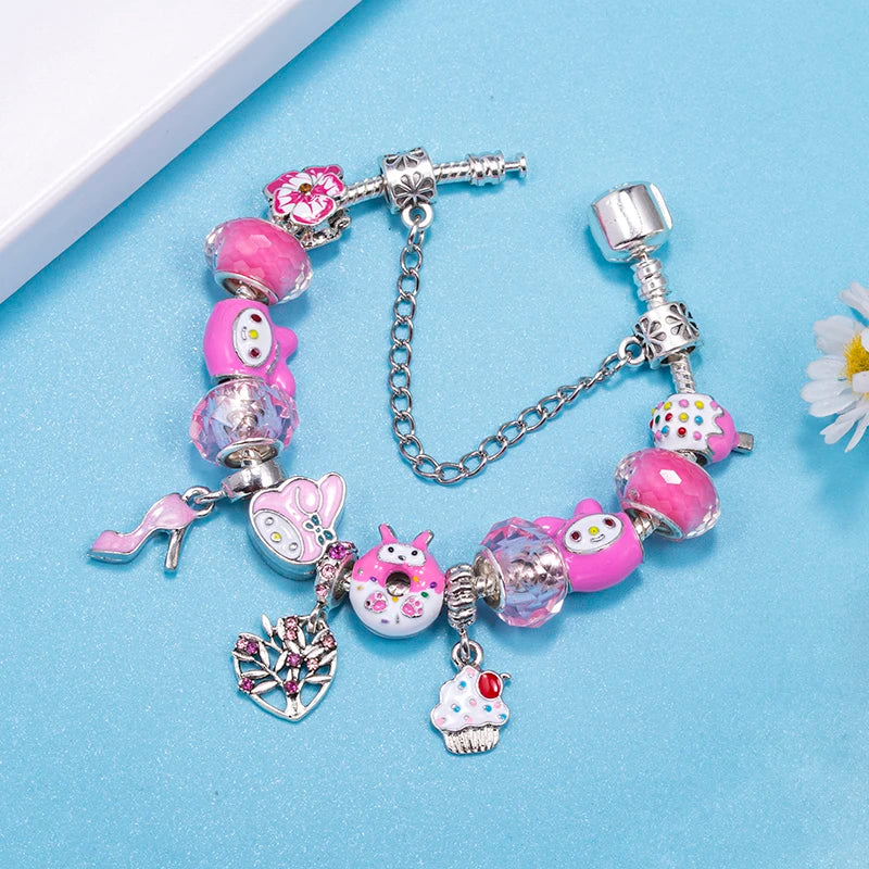 💖Candy Pop Charm 🍩  Pulsera Rosa Donut y Beads