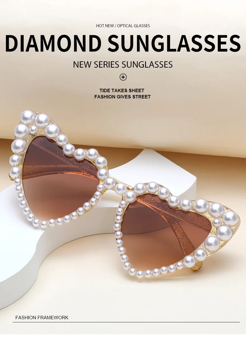 Gafas "Pearl Heartbeat"💘 Glam + perlas + corazones = look princesa rebelde.