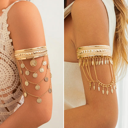 🌞"Sun Priestess" 👸 Armband Dorado con Flecos y Monedas Boho✨ 6 variantes a elegir