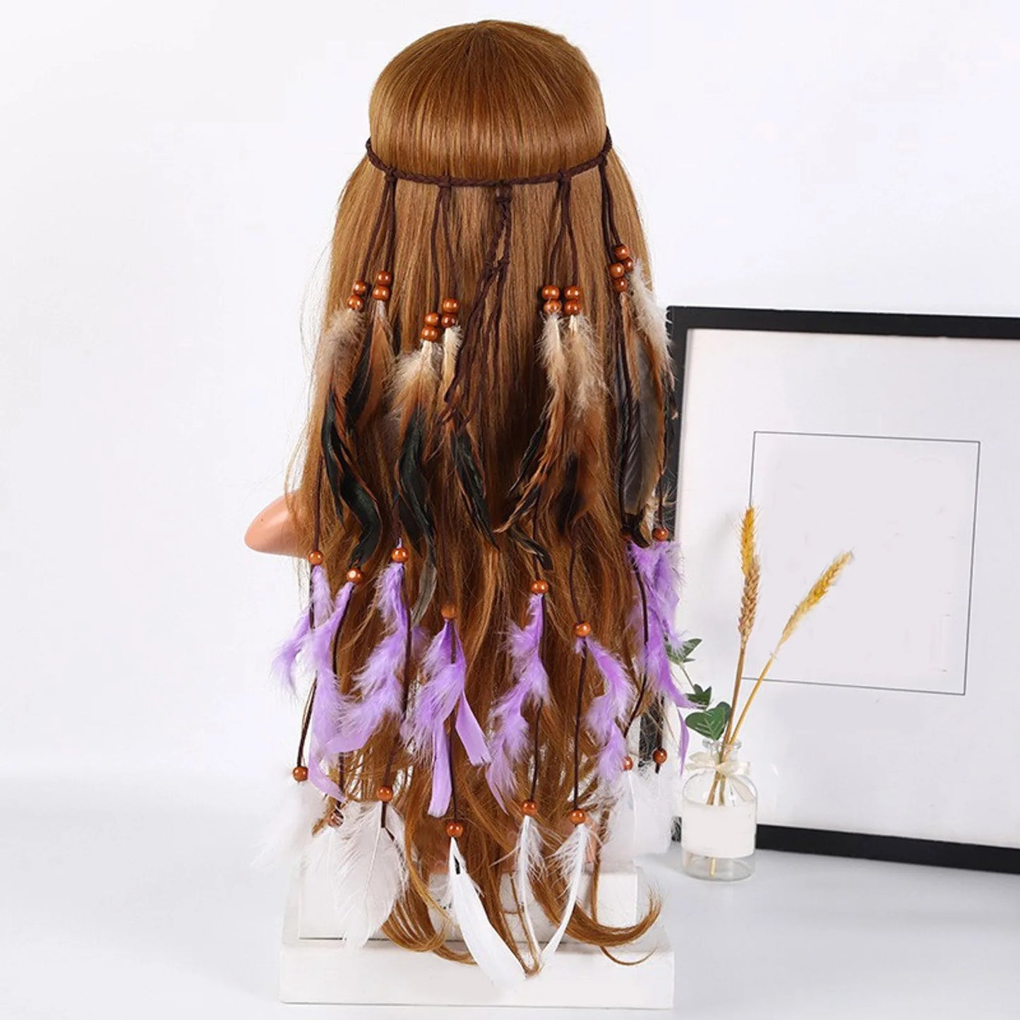 🕊️Diadema Boho de Plumas Naturales 🌵 Diosa del Desierto 🔥35 variantes