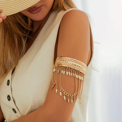 🌞"Sun Priestess" 👸 Armband Dorado con Flecos y Monedas Boho✨ 6 variantes a elegir