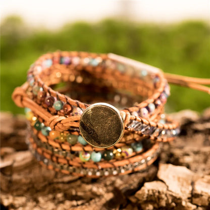 💛Heart Roots" — Pulsera de Cuero con Piedra natural