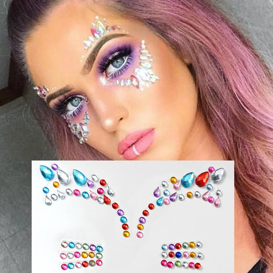 💎Galaxy Goddess – Joyas Adhesivas 3D Multicolor para Rostro 💠✨47 variantes a elegir