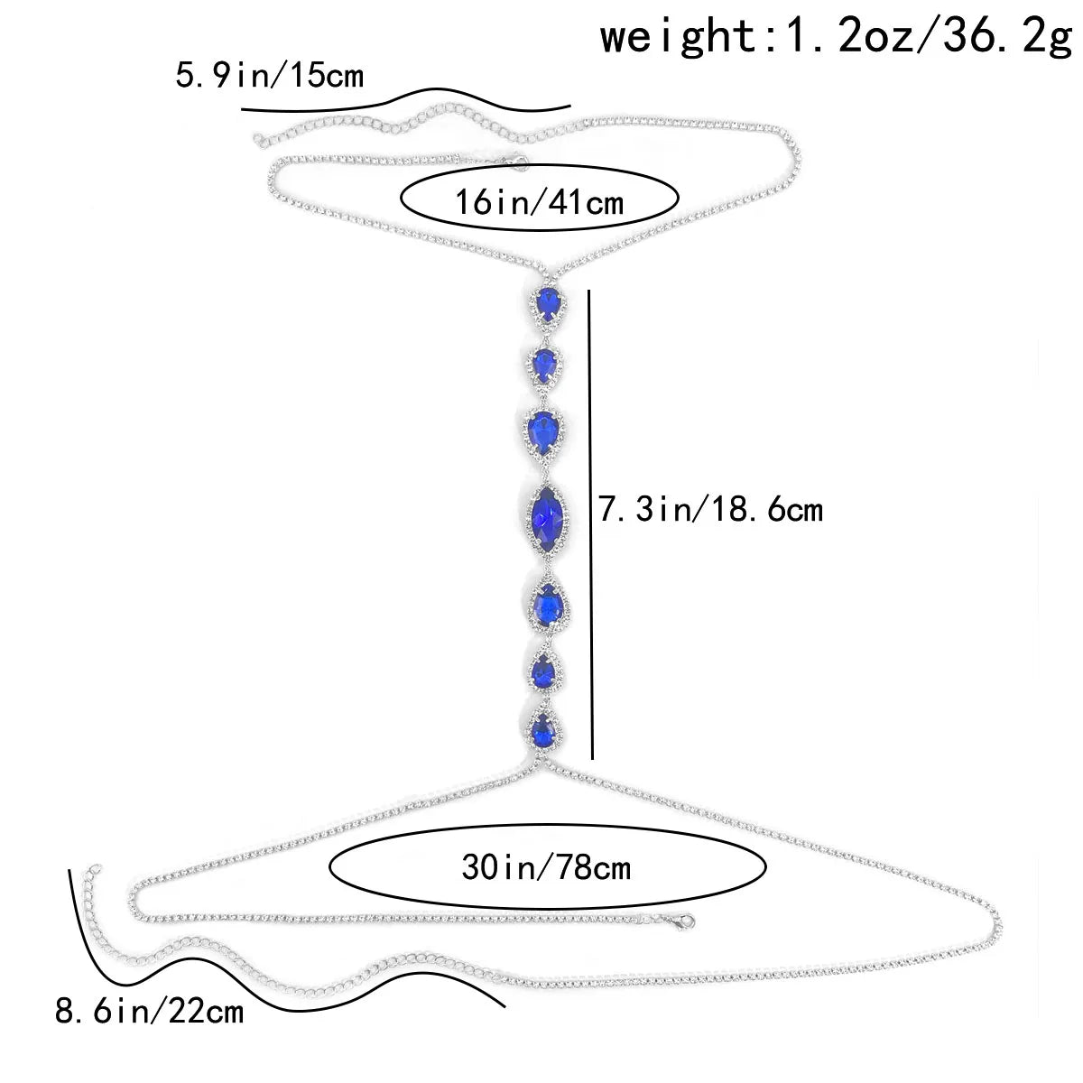 💧“Blue Droplet” Body Chain 🧜‍♀️ Sirena de Metal y Cielo Azul