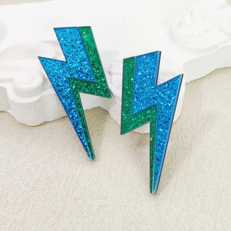 💫Electric Flash ⚡ Pendientes Rayo Acrílico con Brillo Multicolor🎨18 variantes a elegir