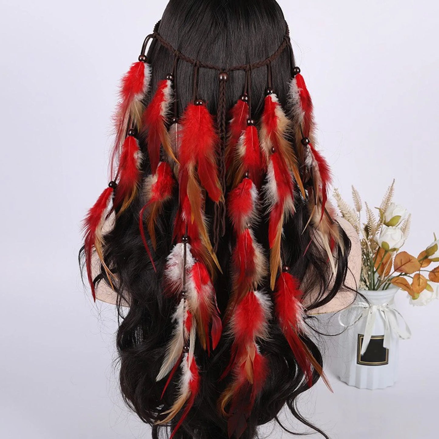 🕊️Diadema Boho de Plumas Naturales 🌵 Diosa del Desierto 🔥35 variantes
