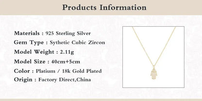 👁️🔥“Sacred Bling” – Collar Mano de Fátima en Plata 925 con Zirconias ✨ Protección Punk Ice-Out Unisex