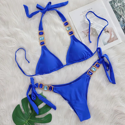 💎 “Starlit Siren” Bikini 2025 – Swimwear con Brillantes 💖 8 Colores de Diosa 🔥✨