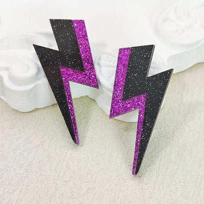 💫Electric Flash ⚡ Pendientes Rayo Acrílico con Brillo Multicolor🎨18 variantes a elegir