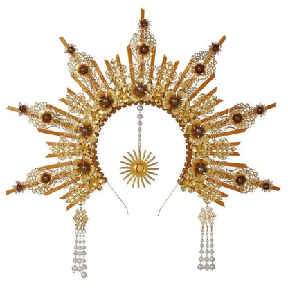 👼 Tocado Virgen Dorada Deluxe ✨Luz Mística en Estado Puro👑 12 variantes